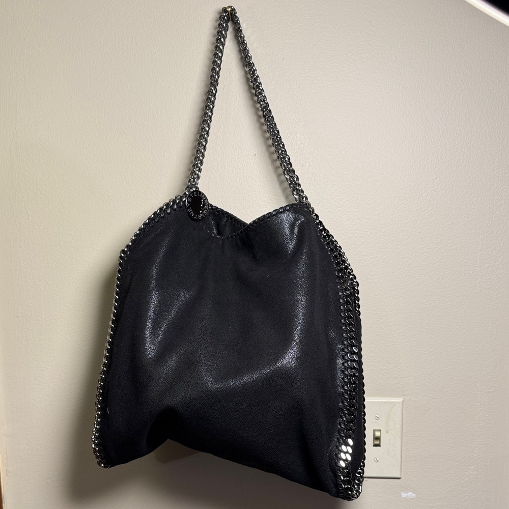 Stella McCartney Falabella Shaggy Dear Small Tote-Black Vegan Leather